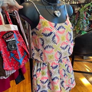 Pink, Purple, Yellow Retro Style Romper (Women's Size Small)